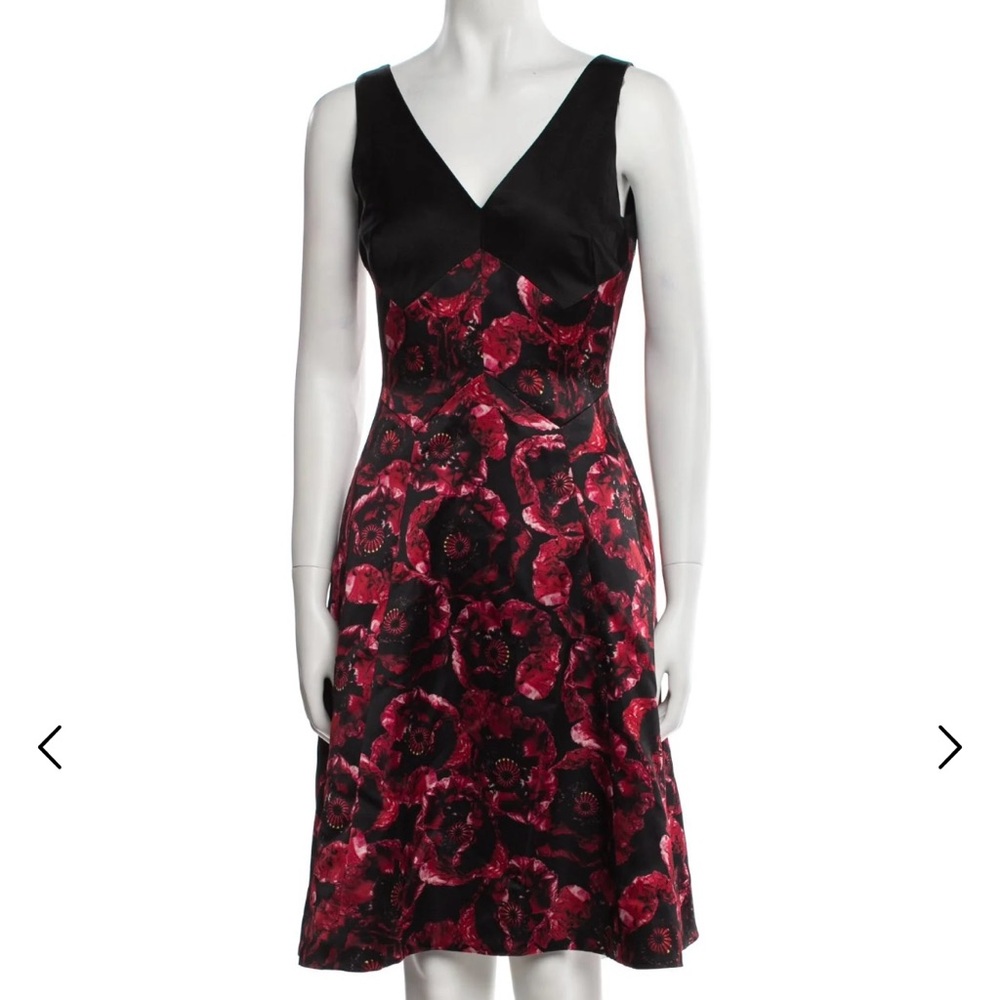 Jason Wu Black Satin Floral Dress